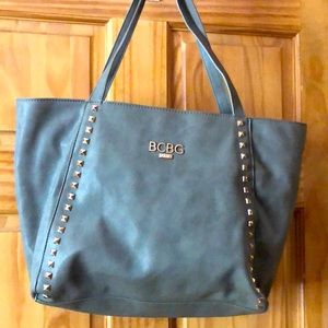 Muted Green, gold studded leather purse